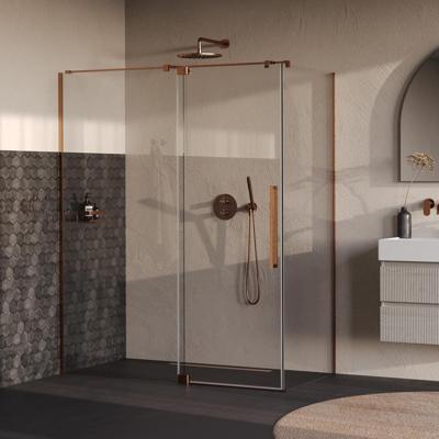 Brauer Stellar - Douchecabine met Draaideur - Helder Glas - 160x90x200 cm - Omkeerbaar - incl. Glascoating - PVD Koper Geborsteld