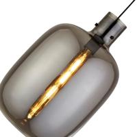 Searchlight Hanglamp GlasBarrel zwart met smoke glas - 68361SM - thumbnail