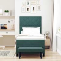 Boxspring bed met matras Donkergroen 100 x 200 cm Fluweel - thumbnail