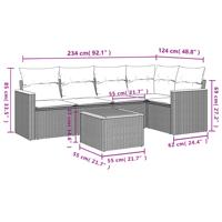 6-delige Loungeset met kussens poly rattan beige - thumbnail
