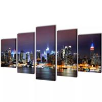 Canvas muurdruk set Kleurrijke New York skyline 200 x 100 cm - thumbnail