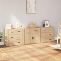 Dressoirs 3 st bewerkt hout sonoma eiken - thumbnail