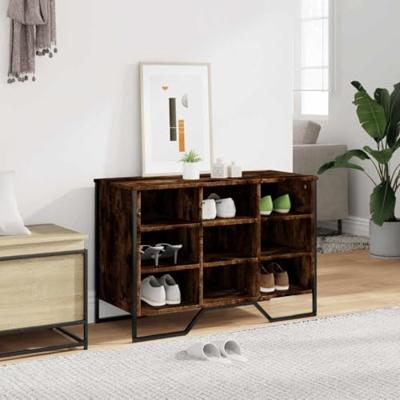 VidaXL Schoenenkast 90x38x61,5 cm bewerkt hout gerookt eikenkleurig VidaXL Schoenenkast 90x38x61,5 cm bewerkt hout gerookt eikenkleurig