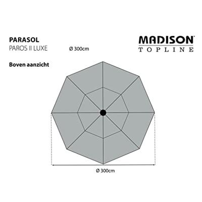Parasol Paros II Rond Ø3m met kniksysteem - Licht Grijs - thumbnail