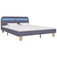 Bedframe met LED stof lichtgrijs 160x200 cm - thumbnail