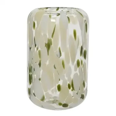 Decoris vaas glas lea 15.5x32cm crème