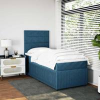 Boxspring met matras fluweel blauw 90x190 cm - thumbnail