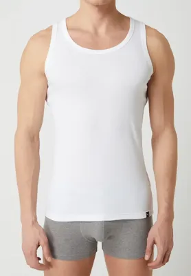 2-Pack heren hemden - Basic Tanktop - Katoenen onderhemd slim fit - Ronde hals - Zonder mouwen - XL - Wit - Top - Singlet - XL