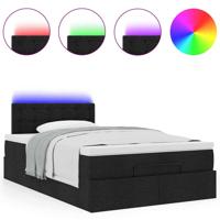 Ottoman bed met matras en LED's 120x200 cm stof zwart - thumbnail