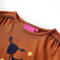Kindershirt met lange mouwen hertenprint 92 cognackleurig - thumbnail
