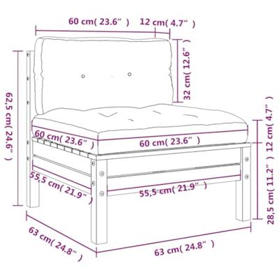 Tuinbank zonder armleuning met kussens grenenhout wasbruin Tuinbank zonder armleuning met kussens grenenhout wasbruin