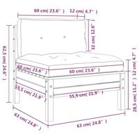 Tuinbanken 2 st zonder armleuningen met kussens douglashout - thumbnail