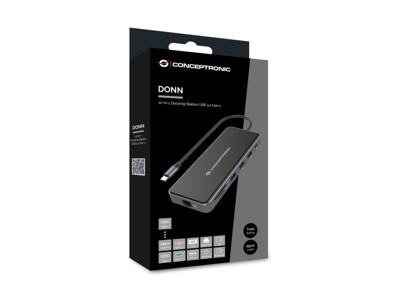 Conceptronic DONN15G laptop dock & poortreplicator Bedraad USB 3.2 Gen 1 (3.1 Gen 1) Type-C Grijs