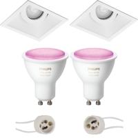 Pragmi Zano Pro - Inbouw Vierkant - Mat Wit - Kantelbaar - 93mm - Philips Hue - LED Spot Set GU10 - White and Color Ambiance - Bluetooth - thumbnail