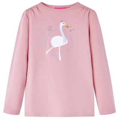 Kindershirt met lange mouwen zwanenprint 104 lichtroze