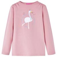 Kindershirt met lange mouwen zwanenprint 104 lichtroze - thumbnail