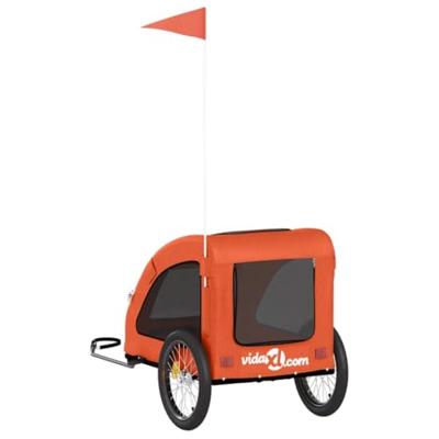 Hondenfietstrailer oxford stof en ijzer oranje - thumbnail