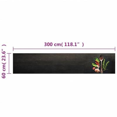 Keukenmat wasbaar kruidenprint 60x300 cm fluweel