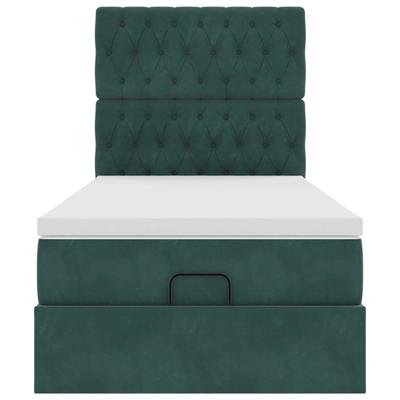 Ottoman bed met matrassen 80x200cm fluweel donkergroen