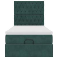 Ottoman bed met matrassen 80x200cm fluweel donkergroen - thumbnail