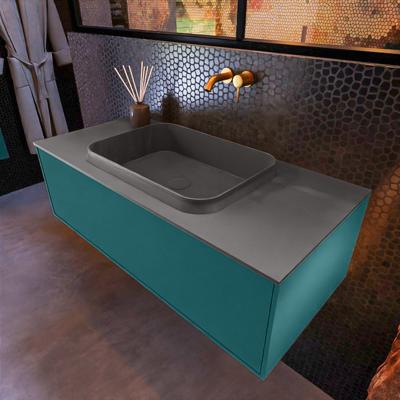 Badkamermeubelset Mondiaz Erin 100 cm met 1 Lade met RIDGE Wastafel Midden Dark grey Zonder Kraangaten Greeploos Mat Smag Badkamermeubelset Mondiaz Erin 100 cm met 1 Lade met RIDGE Wastafel Midden Dark grey Zonder Kraangaten Greeploos Mat Smag