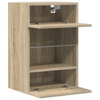 Wandkasten met LED-verlichting voor tv 2 st 40x30x60,5 cm sonoma eikenkleurig - thumbnail