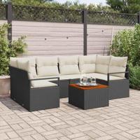 Tuinbankenset met kussen 7 pcs Zwart poly rattan - thumbnail