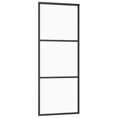 Schuifdeur met beslagset 76x205 cm ESG glas zwart