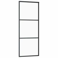 Schuifdeur met beslagset 76x205 cm ESG glas zwart - thumbnail