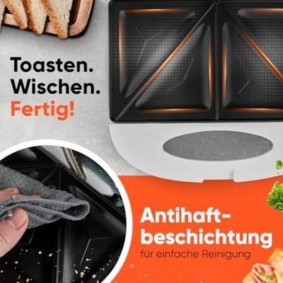 Clatronic ST 3813 Sandwich toaster Automatische temperatuuraanpassing, Anti-aanbaklaag Wit