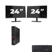Lenovo ThinkCentre M720q USFF - Intel Core i5-8e Generatie - 8GB RAM - 256GB SSD - Windows 11 + 2x 24 inch Monitor - thumbnail
