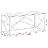 Salontafel roestvrij staal en massief bielshout zilverkleurig - thumbnail