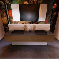 Badkamermeubelset Mondiaz Erin 200 cm met 2 Lades met RIDGE Wastafel Dubbel Urban met 2 kraangaten Greeploos Mat Rust - thumbnail