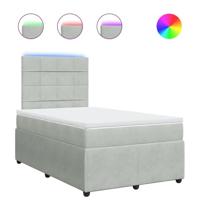 Boxspring met matras fluweel lichtgrijs 120x190 cm - thumbnail