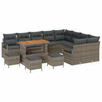 Tuinbankenset met kussen 13 pcs Grijs poly rattan - thumbnail
