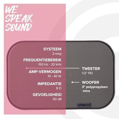 ArtSound: UNI20 Satelliet Speakers (2pc), 10 - 40 W - Quartz