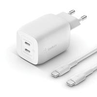 Belkin BoostCharge Pro 2-poorts USB-C GaN-wandlader met PPS (65 W) + USB-C/USB-C-kabel oplader - thumbnail