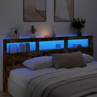 Hoofdbordkast met LED-verlichting 220x17x102 cm gerookt eiken - thumbnail