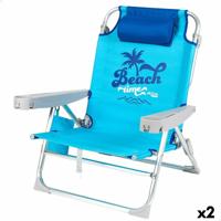 Strandstoel Aktive Opvouwbaar Blauw 53 x 80 x 58 cm (2 Stuks) - thumbnail