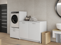 Kast WASHING 1 machine met kast met werkblad wit - thumbnail