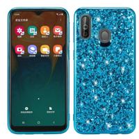 Glittery poeder schokbestendig TPU Case voor Galaxy A40 (blauw) - thumbnail