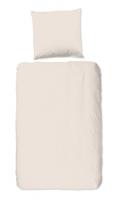 HIP Dekbedovertrek "uni dessin" - Zand - (135x200 cm) - Katoen Satijn - thumbnail