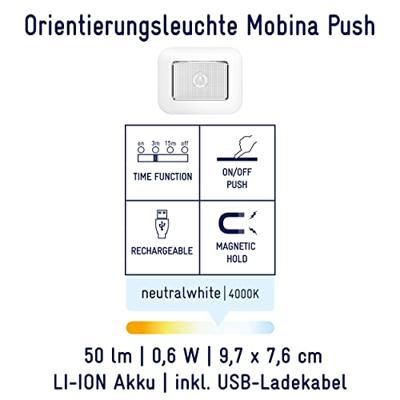 Müller-Licht 27700025 Mobina Push Kleine mobiele lamp LED Wit Müller-Licht 27700025 Mobina Push Kleine mobiele lamp LED Wit