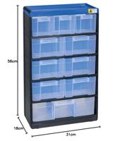 Allit 464640 Opbergkast voor kleine onderdelen VarioPlus Pro 53/21 (b x h x d) 300 x 525 x 135 mm Zwart, Blauw 1 stuk(s) - thumbnail