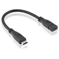 ROLINE USB 3.2 Gen 2 kabel, C-C, M/F, zwart, 0,15 m - thumbnail