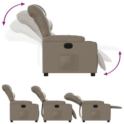 Fauteuil verstelbaar elektrisch kunstleer cappuccinokleurig