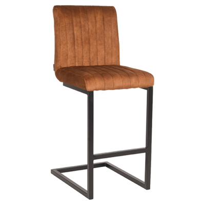 LABEL51 Barkruk 'Milo' Velvet, kleur Oker (zithoogte 66cm)