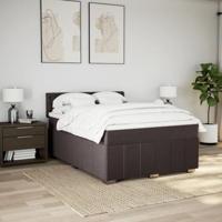 Boxspring met matras stof donkerbruin 140x200 cm - thumbnail