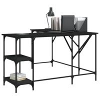 Bureau 139x139x75 cm bewerkt hout zwart - thumbnail