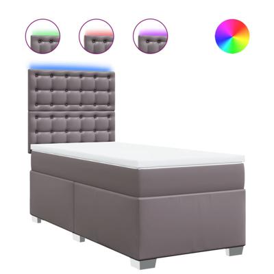 Boxspring met matras kunstleer grijs 180x200 cm